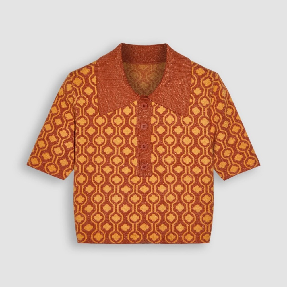 Geometric Polo Crop Top